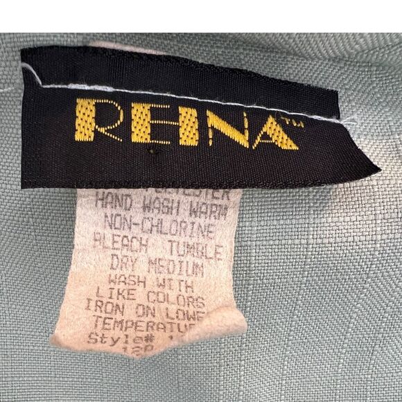 Vintage Reina Seafoam Green Size 12P Fitted Peplum Ruffle Blazer Lace 2 Button - Picture 6 of 6